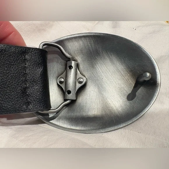 Western Brushed Silver Turquoise Belt 💙🤠 Black Adjusts to 36” - Picture 4 of 7